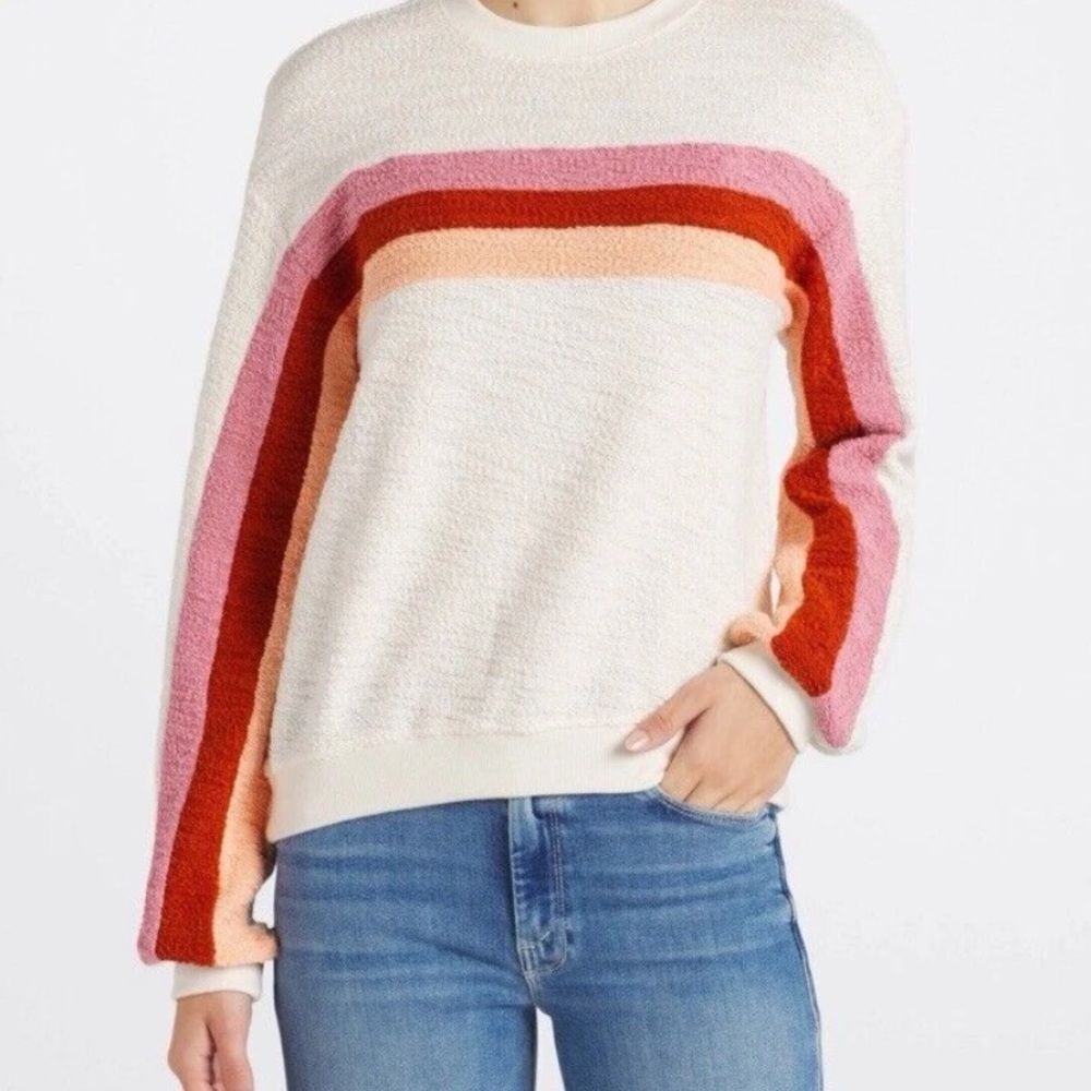 Faherty Vista Striped Pullover Sweater XS Peach Women’s